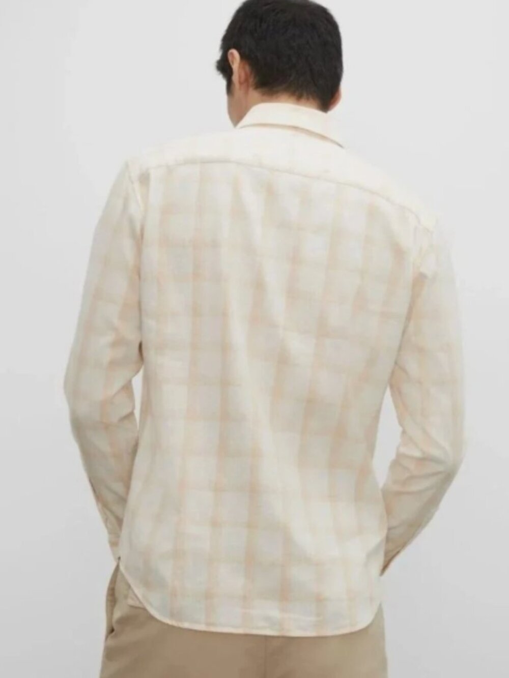 Club Monaco Slim Fit Men's Button Down Long Sleeve Linen Plaid Shirt - Picture 3 of 14